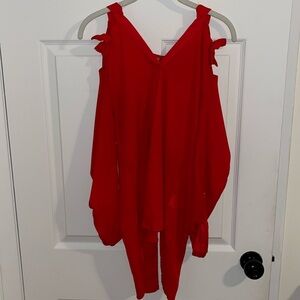 5 for $25! Penelope cold shoulder red blouse